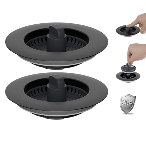 iFealClear 2PCS Verbesserter Spülbecken Stöpsel, 3-in-1 Spülbecken Stöpsel,Ersatz für Abflusssieb Küchenspüle, Geruchsundurchlässig & Leckfrei,Geeignet für Spülen Hole 72-86mm, Tiefe > 28mm-Schwarz iFealClear 2PCS Verbesserter Spülbecken Stöpsel, 3-in-1 Spülbecken Stöpsel,Ersatz für Abflusssieb Küchenspüle, Geruchsundurchlässig & Leckfrei,Geeignet für Spülen Hole 72-86mm, Tiefe > 28mm-Schwarz von iFealClear