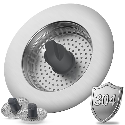 iFealClear 3-in-1 Edelstahl Abflusssieb Küchenspüle & Sieb mit 2 Körben, Ersatz für Spülbecken Stöpsel, Anti-Verstopfung & geruchsresistent, passend für Spülenlöcher 72-86mm, Tiefe > 22mm von iFealClear