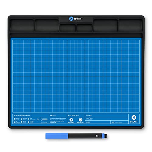 iFixit FixMat, Magnetische Arbeits-Matte mit Fächern für Schrauben & Bauteile bei Elektronik-Reparaturen, anti-statisch & beschreibbar, mit Stift von iFixit