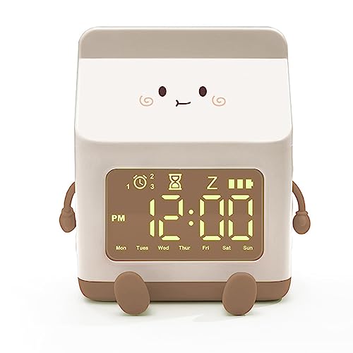 iFutniew 1 Stück Milchkarton Wecker Wind Milch Karton Elektronische LED Smart Clock Braun von iFutniew
