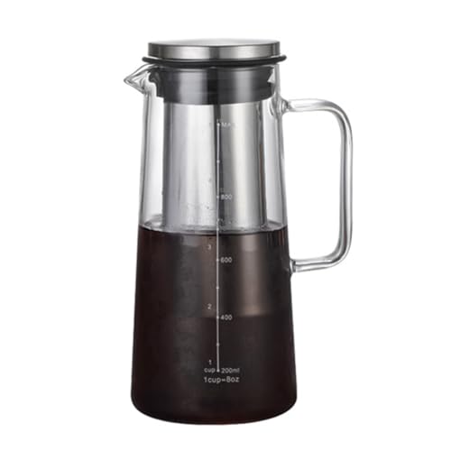 iFutniew Cold Brew Kaffeemaschine, Glas & Edelstahl, Eiskaffeekrug mit Griff und doppelschichtigem feinmaschigem Filter von iFutniew