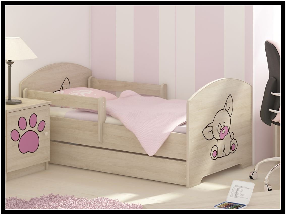 iGLOBAL Kinderbett Komplettbett Eingraviertes Chihuahua 140x70 cm für Mädchen und Jungen (Absturzsicherung (links/rechts) verschieden Varianten), Schaumstoffmatratze, Schublade von iGLOBAL