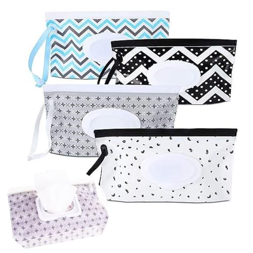 4 Stück Baby-Feuchttuchspender, tragbarer nachfüllbarer Feuchttücher-Behälter für Windel, Wischtuchspender für Reisen, wiederverwendbare Reise-Feuchttuchtasche für Outdoor, Camping, Wandern 4 Stück Baby-Feuchttuchspender, tragbarer nachfüllbarer Feuchttücher-Behälter für Windel, Wischtuchspender für Reisen, wiederverwendbare Reise-Feuchttuchtasche für Outdoor, Camping, Wandern von iHMeiju