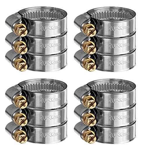 IHS Edelstahl Schlauchschellen DIN 3017 V2A Schneckengewinde Schellen W2 16-110mm Spannweite, viele Größen, geprägtes Band, 12mm Bandbreite 6x 20-32 von iHS Range