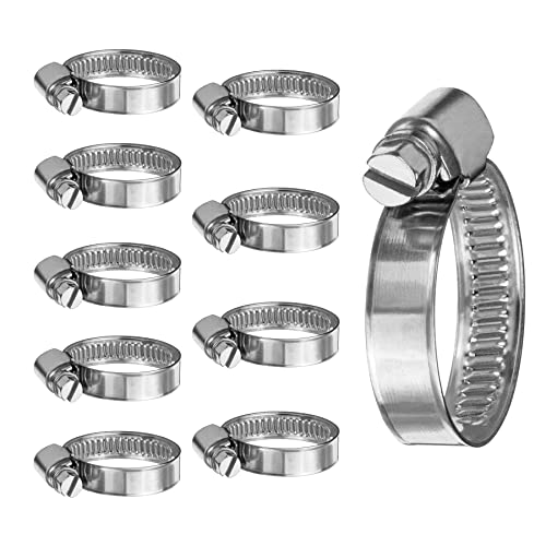 IHS Range Edelstahl Schlauchschellen 10er Set DIN 3017 V2A Schneckengewinde Schellen, Rohrschellen 8-60 mm Spannweite, viele Größen, geprägtes durchgehendes Band 9 mm Bandbreite der Schlauchbinder von iHS Range