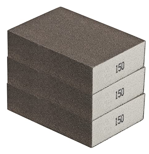 Schleifschwämme Schleifmatten 3 Stück im Set Körnung K 150 Mittel/Fein Körnung 100 x 70 x 25 mittelfester PU- Schaumkern Schleifpapier Schleifklotz von iHS Range