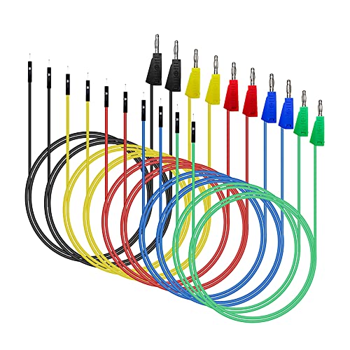 iHaospace 10 Stück Bananenstecker Kabel 4mm Bananenstecker zu Jumper Draht stapelbar Bananenstecker zu männlich Jumper Kabel Breadboard Test Kabel Für Multimeter von iHaospace