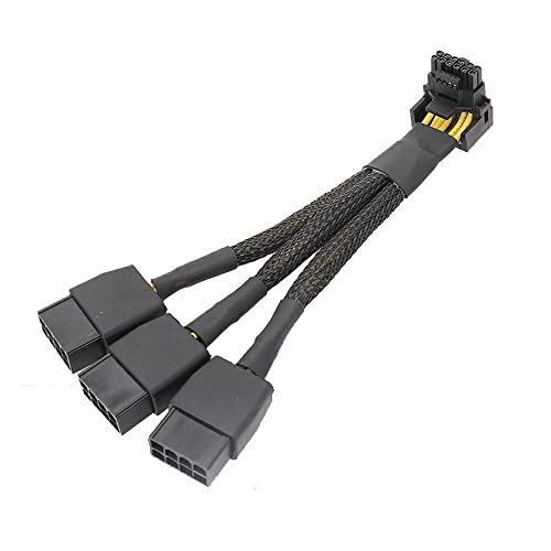 iHaospace 16 Pin PCI-E 5.0 12VHPWR to zu 3x 8Pin Videokarte Netzteil Adapter Kabel, GPU Stromverlängerungskabel,GPU Netzteil Kabel Splitter für RTX4080 4090,90 Grad Stecker (Type A) von iHaospace