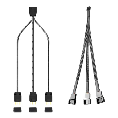 iHaospace ARGB + PWM Fan Splitter Kabel 1 zu 3, 5V 3Pin 30cm 24AWG für PC Lüfter Motherboard ARGB Controller von iHaospace