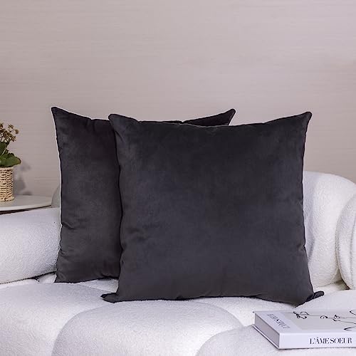 iHeroo 2er Set SAMT Kissenbezüge, Superweich Kissenhülle 50x50cm, Glänzende Dekorative Sofakissen, Kuschelige Kissenbezug, Couchkissen für Sofa, Schlafzimmer, Grau von iHeroo