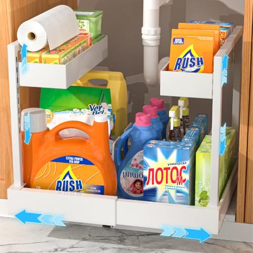 iHomara Erweiterbar ausziehbare Metall Spülenschrank Organizer, Unter Waschbecken Regal Organizer, ausziehbare Schublade für Küche, Bad, Büro, Geschirrsraum iHomara Erweiterbar ausziehbare Metall Spülenschrank Organizer, Unter Waschbecken Regal Organizer, ausziehbare Schublade für Küche, Bad, Büro, Geschirrsraum von iHomara