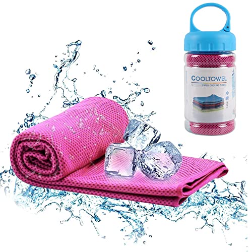 iJiZuo Cooling Towel, Mikrofaser Handtuch Sofortige Relief Eiskalt Kühlen Handtuch Atmungsaktives Mesh Schweißsaugfähig, für Sport Freizeit Zum Laufen, Yoga, Golf, Wandern (Rosenrot) von iJiZuo