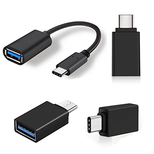 iJiZuo USB C Adapter auf USB 3.0 [4 Stück], OTG USB Typ C auf USB 3.0 Adapter und Adapter Kabel, für MacBook Air 2020/2018, MacBook Pro 2018, Huawei P30,Google Pixel 3XL, Galaxy S20/S10 (Schwarz) von iJiZuo