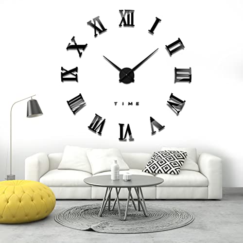 iKALULA DIY 3D Wanduhren, DIY Wanduhr Modern Design Acryl Wanduhren Wandtattoos Dekoration Uhren DIY Aufkleber Wanduhr für Dekoration Geschenk Nach Hause, Restaurant, Büro und Hotel - Schwarz von iKALULA