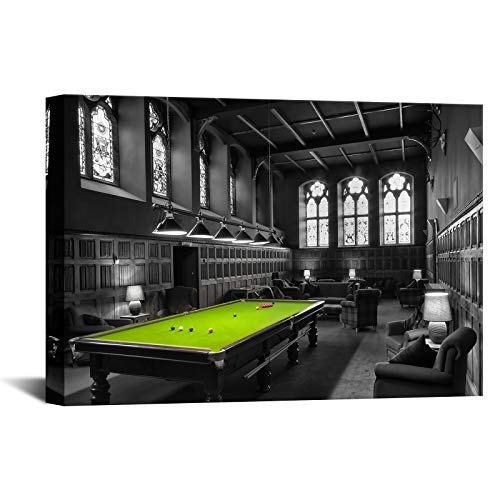 iKNOW FOTO Pool-Raum-Wanddekoration, Billard-Bilder, schwarz-weiß, Leinwand, Wandkunst, Snooker, Schießen, Pool, Malerei, Jungenzimmer, Club, Dekoration, Sport-Themen-Kunstwerk, gespannt, 61x91 cm von iKNOW FOTO