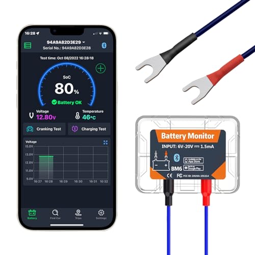 12V Autobatterietester KFZ, Bluetooth 4.0 Batteriemonitor 12V Batterielastprüfer Echtzeit Batterieinformationen anzeigen Geeignet für Android iOS Autobesitzer Wohnmobile Motorräder Boote Autos 12V Autobatterietester KFZ, Bluetooth 4.0 Batteriemonitor 12V Batterielastprüfer Echtzeit Batterieinformationen anzeigen Geeignet für Android iOS Autobesitzer Wohnmobile Motorräder Boote Autos von iKiKin