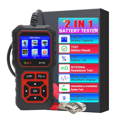 Professionelle Auto Batterie Tester 12V 24V, Mit 3.2" High Definition Farbbildschirm 100-3000 CCA Auto Batterie Last Tester Werkzeug Auto LKW Motorrad SUV Boot Genaue Digital Analyzer Tester von iKiKin