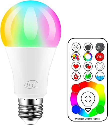 iLC LED Glühbirne 120 Farben 10 Watt RGBW Farbige Leuchtmittel RGB+Weiß Lampe Edison Farbige Leuchtmitte Farbwechsel Lampen -E27 Fassung LED Birnen - Kabellos Fernbedienung inklusive von iLC
