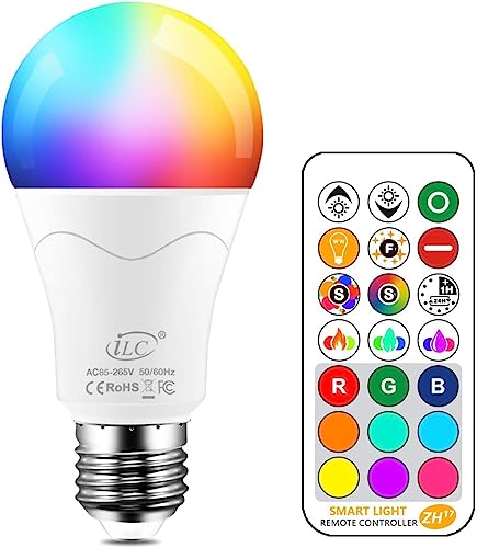 iLC LED Lampe ersetzt 85W, 1050 Lumen, RGB Glühbirne mit Fernbedienung Farbwechsel Farbige Birne warmweiß (2700 Kelvin), Edison E27 von iLC