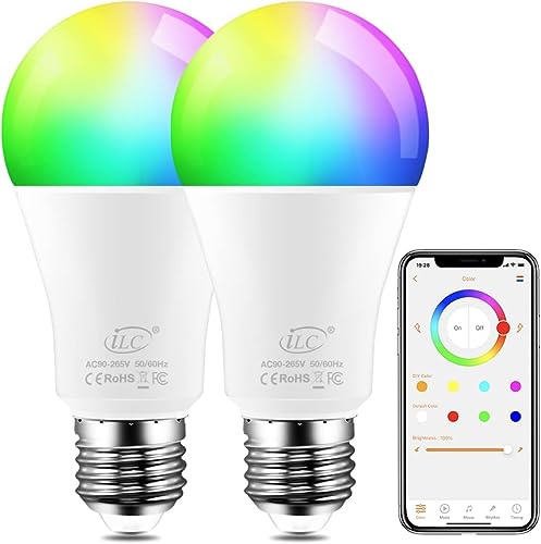 iLC LED RGBW Lampe 10W E27 RGB+Warmweiß, Sync mit Musik farbwechsel Glühbirne mit APP, 16 Millionen Farben, 20 Modi (2 Stück) von iLC