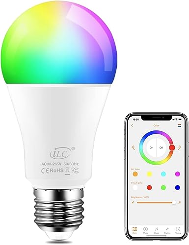 iLC LED RGBW Lampe E27 RGB+Warmweiß, Sync mit Musik farbwechsel Glühbirne mit APP, 16 Millionen Farben, 20 Modi von iLC