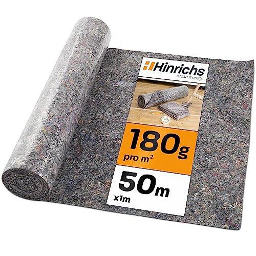 Hinrichs Malervlies 50m Rolle 180g/m² - Maler-Abdeckvlies mit Anti-Rutsch Beschichtung - Abdeckfliesse für Boden - Allzweckvlies als Schutz für Boden, Treppen & Möbel bei Renovierung & Umzug von Hinrichs
