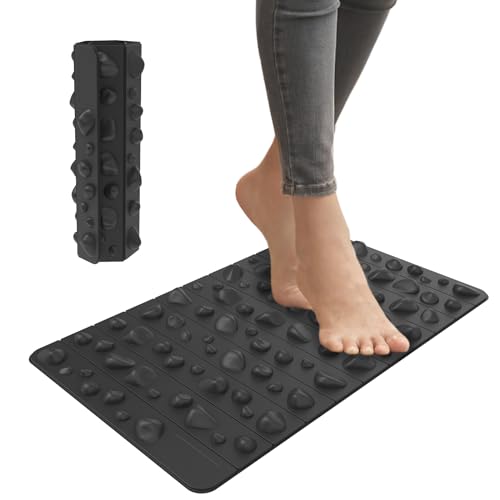 iLivin Stehmatte mit Fußmassage, Anti Ermüdungsmatte für Stehtisch Schreibtisch Büro Home-Office, Arbeitsplatzmatte für Gesundes Stehen, Ergonomische Fußmassagematte mit Kisselstein, Schwarz, 30x50cm von iLivin