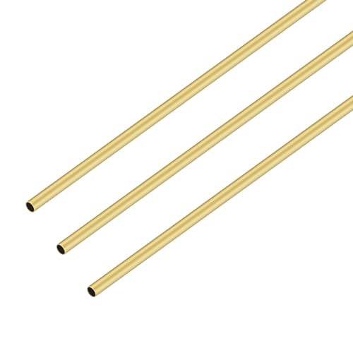 3 Stück Messing-Rundrohre, iMeistek 300 mm Länge, 3 mm Außendurchmesser x 0,3 mm Wandstärke, Metallrohre von iMeistek