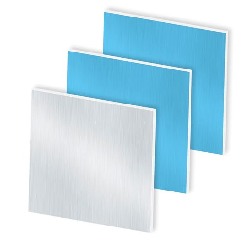 iMeistek 2mm Dicke 80 x 80 mm Aluminiumplatte,6063 Quadratische Aluminiumblech mit Beidseitiger Schutzfolie für DIY-Bastelarbeiten (3 Stück) von iMeistek