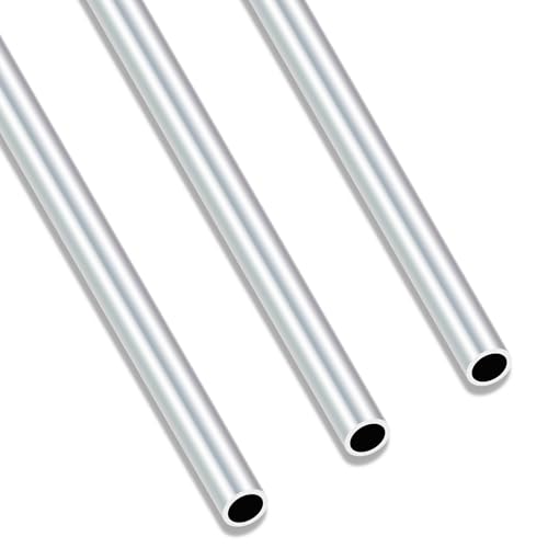 iMeistek 6063 Aluminium-Rundrohr, 250 mm Länge, 10 mm Außendurchmesser, 8 mm Innendurchmesser, nahtloses, gerades Rundrohr für Industrie, Dekoration, Architektur (3 Stück) von iMeistek