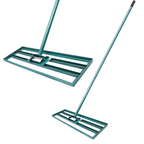 Rasen Nivellierungsrechen, 76x 25cm Rasenwerkzeug Rakel mit 186cm Verstellbarer Stiel, Garten Levelingrake für Boden, Garten, Hof, Rasenpflege (30 x 10 Zoll) von iMeshbean