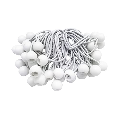 Spanngummis mit Kugel 50 Stück, iMeshbean Planenspanner Gummispanner 15cm Gummiseile Expanderschlinge Gummischlaufen, Zeltgummi für Zelte, Planen,Banner, Pavillions,Camping, Weiß von iMeshbean