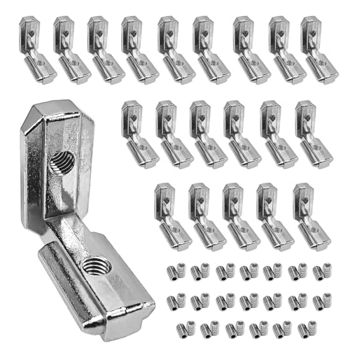 T-Nut Innenwinkel Aluminium Profil Eckverbinder, 20 Stück 3030 Nut 8 M6 Außenwinkel T Slot 90° L-Form Inneneckverbinder Winkelwinkel mit Schrauben (3030 -20 Stück) von iMeshbean