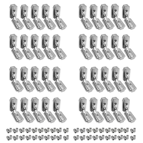 T-Nut Innenwinkel Aluminium Profil Eckverbinder, 40 Stück 2020 Außenwinkel T Slot 90° L-Form Inneneckverbinder Winkelwinkel mit Schrauben (2020 -40 Stück) von iMeshbean
