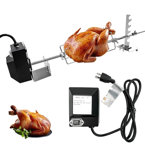 Universal BBQ Rotisserie Grill Kit, Automatisch Rotierender BBQ, UL-zertifizierter Grill Rotisseries mit 120V 4W Motor, 71.1 cm Spießstange, 2x4 Gabeln, Komplette Halterungen und Befestigungsschraube von iMeshbean