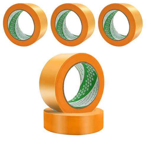 iMeshbean Goldband 50mm x 50m 5 Rollen Malerkrepp Kreppband, Maler Klebeband Profi Abklebeband Soft Tape, Papiertape Selbstklebend Masking Tape (5 Rollen 50mm x 50m) von iMeshbean