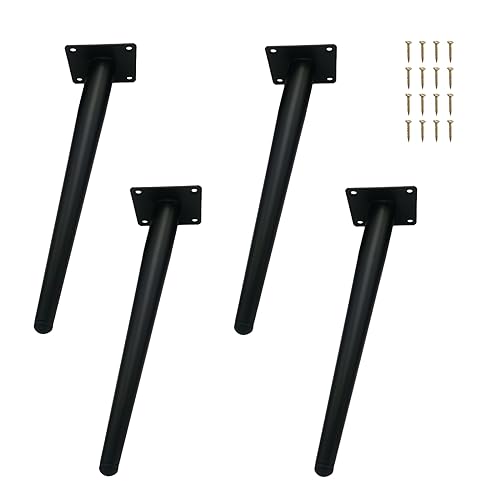 iMeshbean Möbelfüße Schräge Tischbeine, 4 Stück 30cm Metall Schwarz Möbelbeine DIY Füße für Möbel, Tischfüße Möbelfuss für Schrank Sofa Couchtische Esstisch (30CM, Cooles Schwarz) von iMeshbean