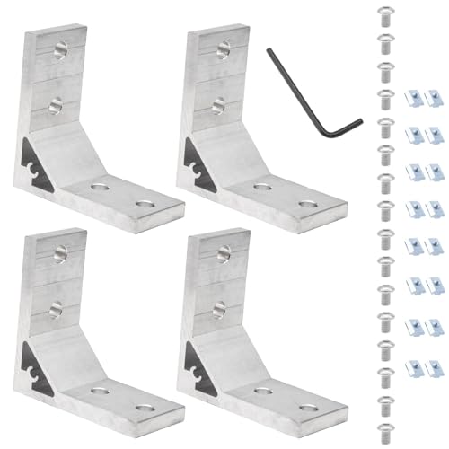 4Pcs 4040 Corner Brackets Set with 16Pcs M8 T Slot Nuts, 16Pcs M8x18mm Hex Socket Cap Screw and 1Pcs M5 Wrench for 2020 Series Aluminum Extrusion Profile von iMetrx