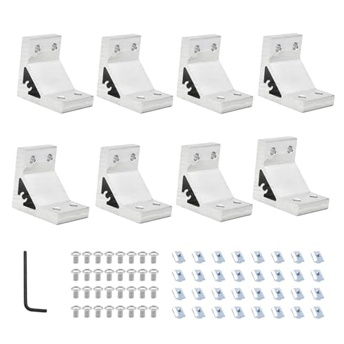 8Pcs 2040 Corner Brackets Set with 32Pcs M5 T Slot Nuts, 32Pcs M5x12mm Hex Socket Cap Screw and 1Pcs M3 Wrench for 2040 Series Aluminum Extrusion Profile von iMetrx