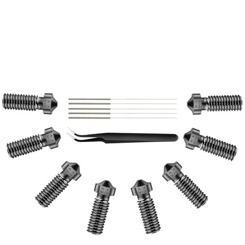 iMetrx 8PCS Volcano Düse 0.4MM,M6 Druckkopf aus gehärtetem Stahl für J-Head Hotend Extruder,Kompatibel mit Artillery/Sidewinder 3D-Druckern von iMetrx