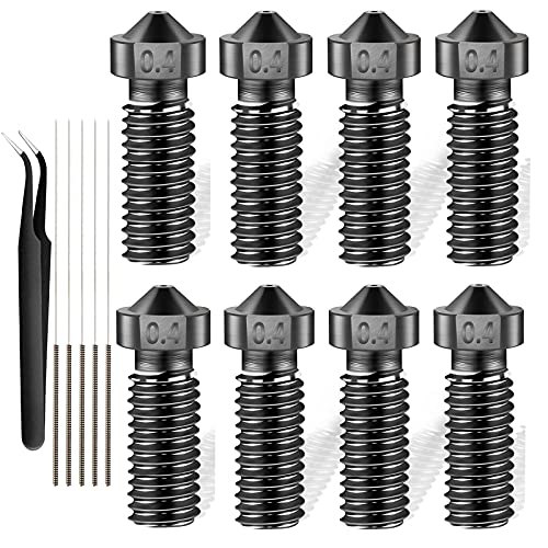 iMetrx 8PCS Volcano Düse 0.4MM,M6 Druckkopf aus gehärtetem Stahl für J-Head Hotend Extruder,Kompatibel mit Artillery/Sidewinder 3D-Druckern. von iMetrx