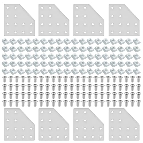 IMETRX 8pcs 2040 L Corner Bracket Joining Plate T Slotted Accessories 12-Hole 2040 Hardware Connector 2040 with T Nuts and Screws Silver von iMetrx