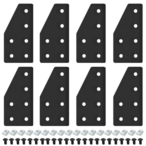 IMETRX 8pcs 2040 L Corner Bracket Joining Plate T Slotted Accessories 6-Hole 2040 Hardware Connector 2040 with T Nuts and Screws Black von iMetrx