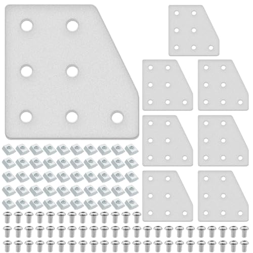 IMETRX 8pcs 2040 L Corner Bracket Joining Plate T Slotted Accessories 7-Hole 2040 Hardware Connector 2040 with T Nuts and Screws Silver von iMetrx