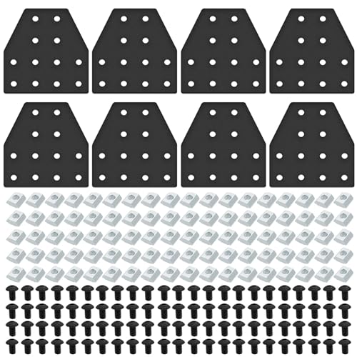 IMETRX 8pcs 2040 T Corner Bracket Joining Plate T Slotted Accessories 12-Hole 2040 Hardware Connector 2040 with T Nuts and Screws Black von iMetrx