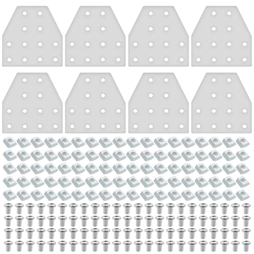 IMETRX 8pcs 2040 T Corner Bracket Joining Plate T Slotted Accessories 12-Hole 2040 Hardware Connector 2040 with T Nuts and Screws Silver von iMetrx