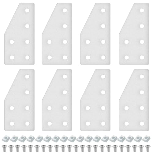 IMETRX 8pcs 6-Hole 2040 L Corner Bracket Joining Plate T Slotted Accessories 2040 Hardware Connector 2040 with T Nuts and Screws Silver von iMetrx