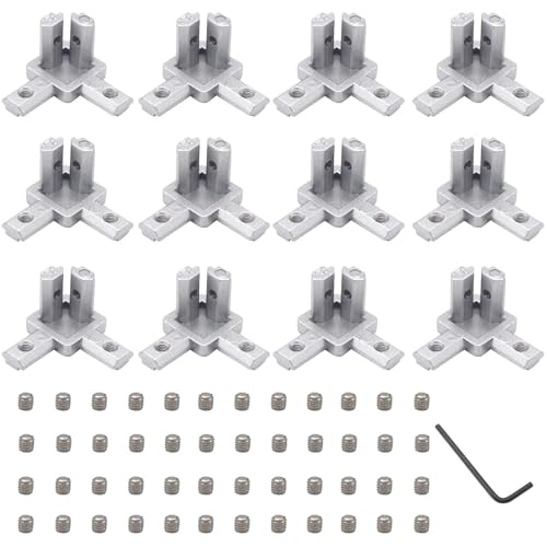 Silver 12Pcs 2020 3 Way Corner Brackets Connector Set with 48Pcs M4 Screw and 1Pcs M2 Wrench for 2020 Series Aluminum Extrusion Profile Silver 12Pcs 2020 3 Way Corner Brackets Connector Set with 48Pcs M4 Screw and 1Pcs M2 Wrench for 2020 Series Aluminum Extrusion Profile von iMetrx