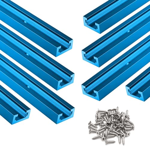 iMetrx 1220mm T-Schiene T-Nut Gehrungsschiene Alu Doppelschnittprofil 8 Pcs Hellblau mit Schrauben für Holzbearbeitung Frästisch von iMetrx