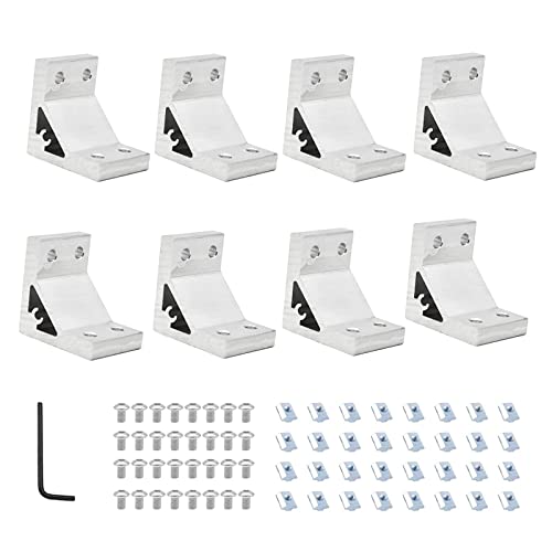 iMetrx 8-teiliges 2040 Eckwinkel-Set mit 32 M5-T-Nut-Muttern, 32 Stück M5 x 12 mm Innensechskantschrauben und 1 Stück M3-Schraubenschlüssel für Aluminium-Extrusionsprofil der Serie 2040, 8 Stück von iMetrx